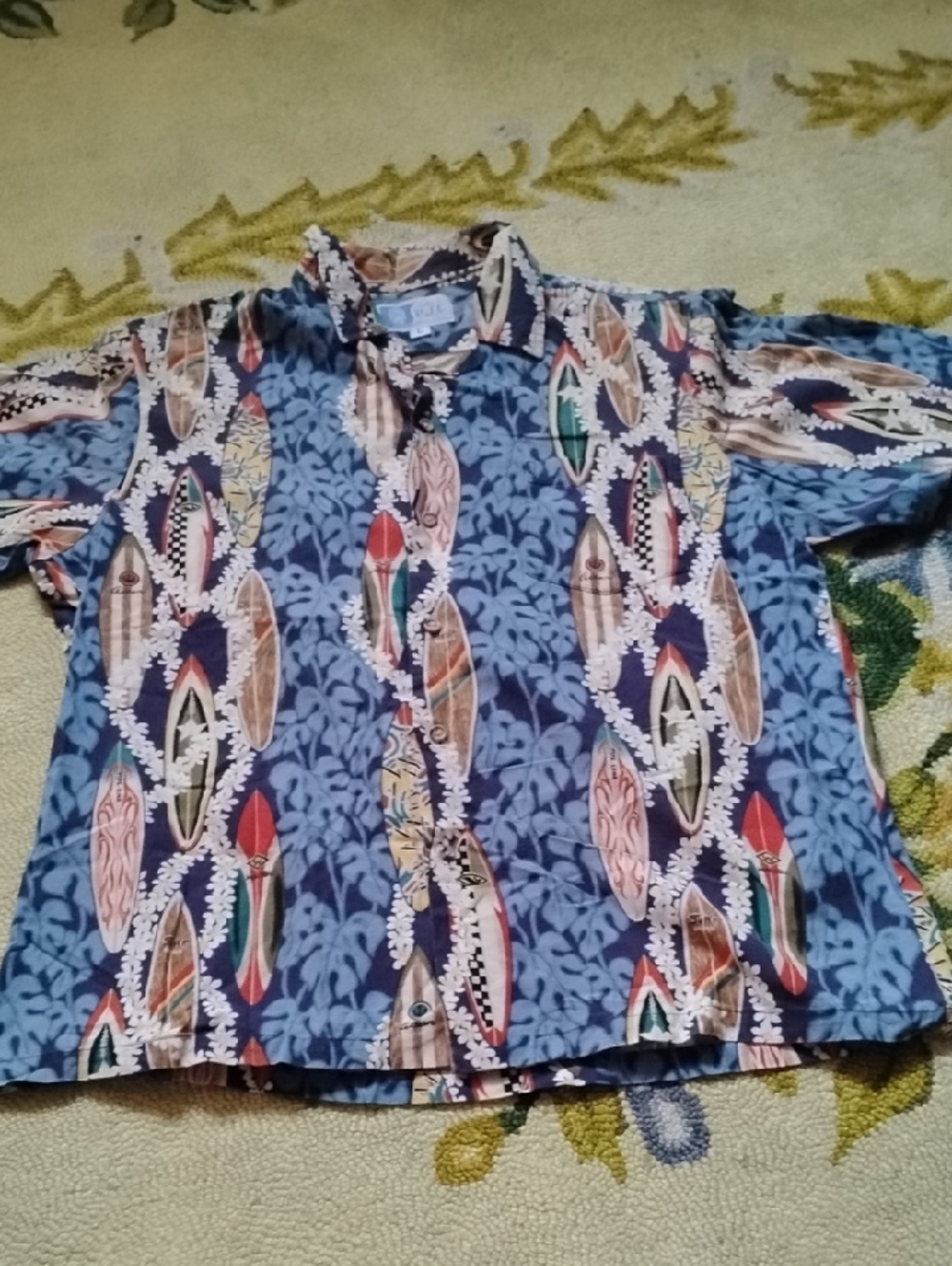 Men's AOP Vintage Large RJC Hawaiian Surf Tiki Button Down Shirt All Over Print